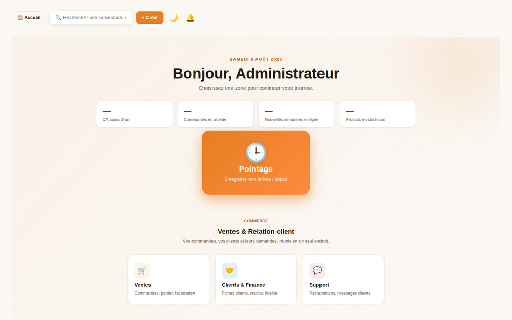 Tableau de bord de la plateforme